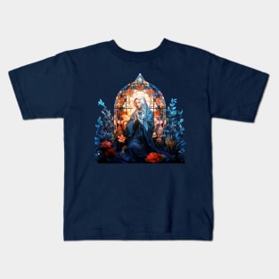 Blessed Virgin Mary Stained Glass Kids T-Shirt